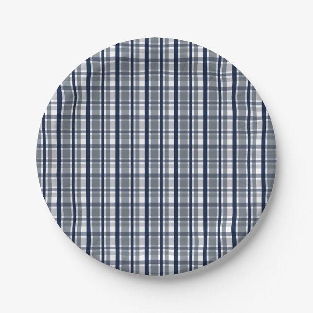 Assiettes En Carton Ventilateur sportif Dallas Silver Navy Blue Plaid  (Devant)