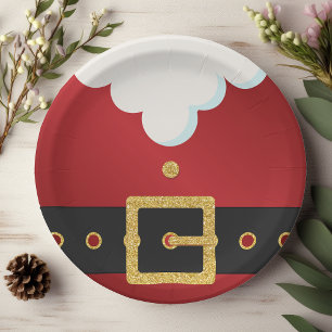 Assiettes En Carton Ventre de costume de Père Noël Noël