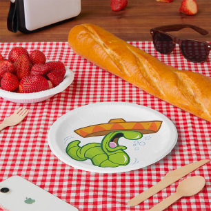 Assiettes En Carton Ver ivre avec Sombrero Mexican Party