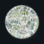 Assiettes En Carton Verdure botanique Feuille Aquarelle<br><div class="desc">Rustique Aquarelle verte feuille motif</div>