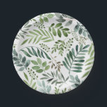 Assiettes En Carton Verdure botanique Feuille Aquarelle<br><div class="desc">Rustique Aquarelle verte feuille motif</div>