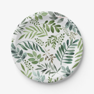 Assiettes En Carton Verdure botanique Feuille Aquarelle