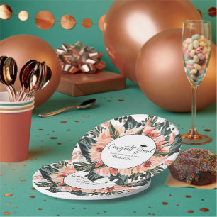 Assiettes En Carton Verdure de la jungle tropicale   Fleur florale ros
