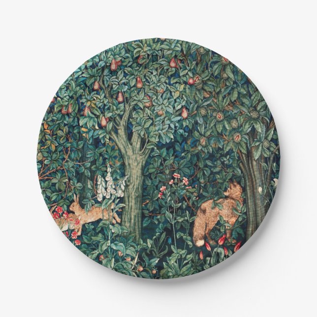 Assiettes En Carton VERDURE, Hares d'ANIMAUX FORESTIERS, Renard, Flora (Devant)