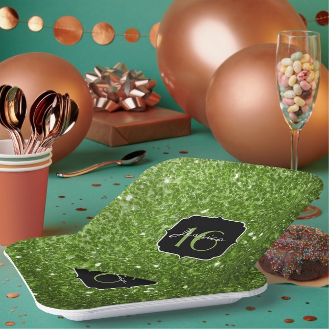 Assiettes En Carton Verdure parties scintillant verte scintille Sweet  (Multi)