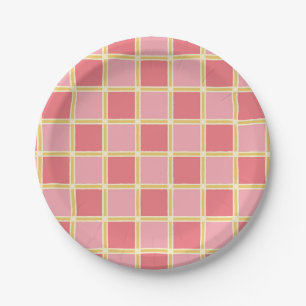 Assiettes En Carton Vérificateurs Vintages rose, corail et jaune