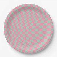 Vérifier Motif Mint Vert Et Rose Checkerboard