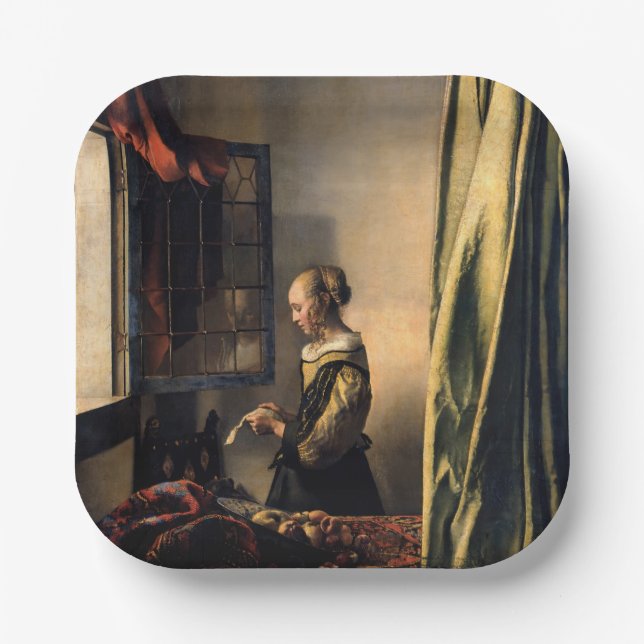 Assiettes En Carton Vermeer - Fille lisant une lettre à une fenêtre ou (Recto)