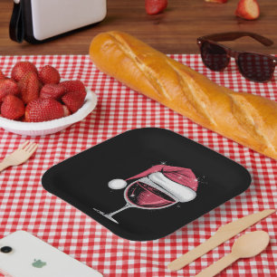 Assiettes En Carton Verre à vin rouge Noël drôle de Noël Xmas