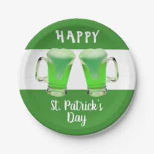 Assiettes En Carton Verre de bière verte Bonne St. Patrick's day Plaqu