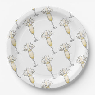 Assiettes En Carton Verre de Champagne du Nouvel An