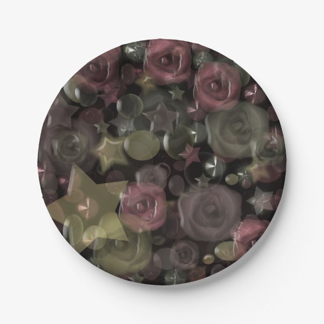 Assiettes En Carton Verre, étoiles, fleurs carreaux céramique (Devant)