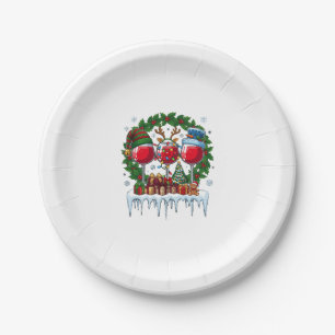 Assiettes En Carton Verres à vin rouge de Noël Couronne de houx Bonnet