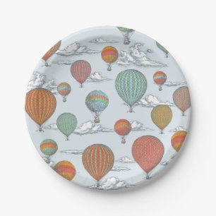 Assiettes En Carton Vers le haut du ballon à air chaud vintage haut e