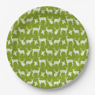 Assiettes En Carton Vert Avec Plaques De Papier De Cerf Blanc