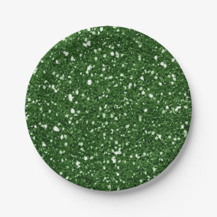 Assiettes En Carton Vert Émeraude Étincelle Paillettes Glam Fête Perso