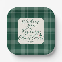 Vert foncé vous souhaite un joyeux Noël à carreaux