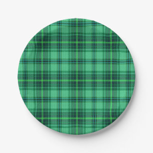 Assiettes En Carton Vert gai classique du plaid  