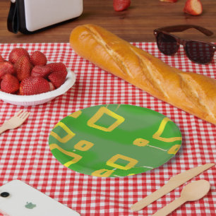 Assiettes En Carton Vert géométrique