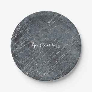 Assiettes En Carton Vert Noir Gris Moderne Marbre Designer Chic Fête