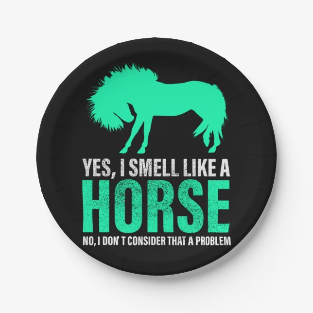 Assiettes En Carton Vert Oui Je Sens Comme Un Cheval (Devant)