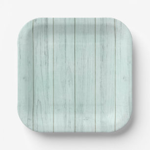 Assiettes En Carton Vert pastel de mer en bois rustique turquoise