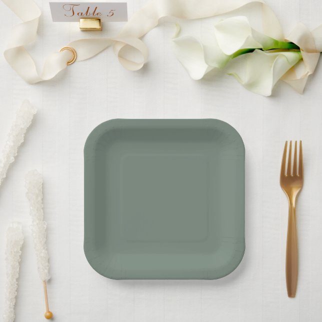 Assiettes En Carton Vert sage (Mariage)