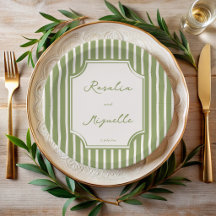 Vert sauge rayures vintage mariage personnalisé
