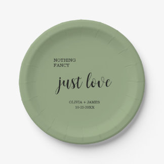 Assiettes En Carton Vert sauge Rien de fantaisie Juste amour Mariage