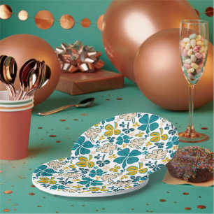 Assiettes En Carton Verte Lucky Shamrock Clover Saint Patrick`s Day