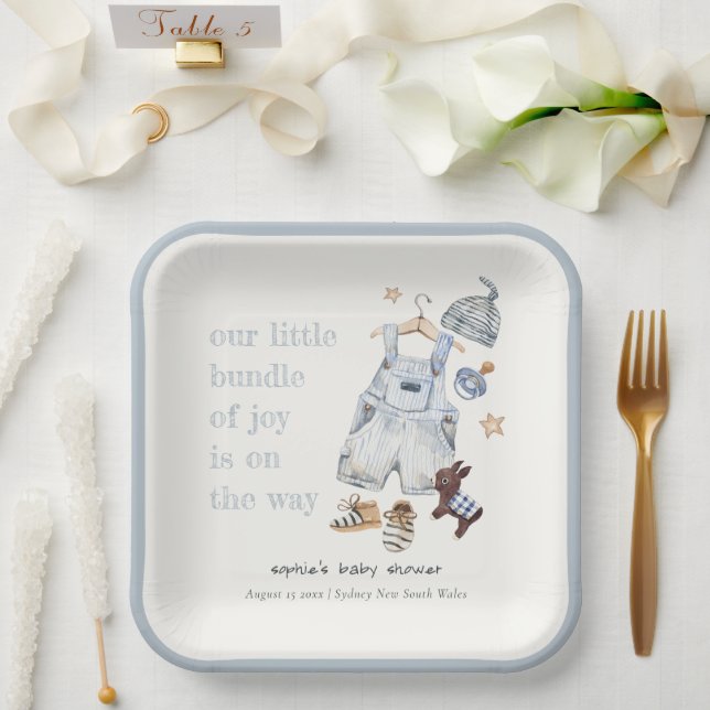 Assiettes En Carton Vêtements Bébé mignons Essentials Baby shower Garç (Mariage)