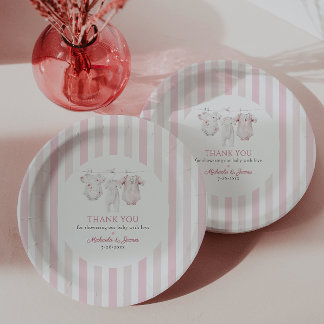 Assiettes En Carton Vêtements de bébé vintage rose toilette pour fille