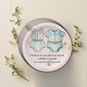Assiettes En Carton Vêtements Whimsical Baby shower neutre genre