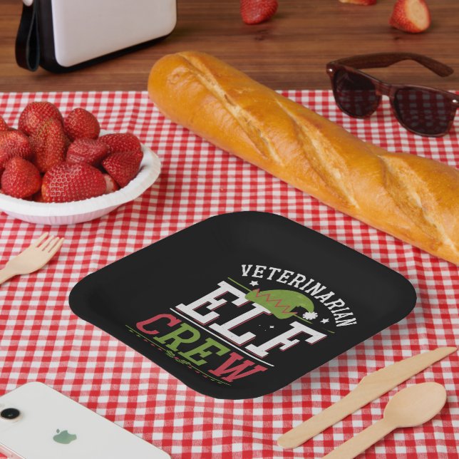 Assiettes En Carton Vétérinaire Elf de Noël Technicien vétérinaire (Pique-nique)