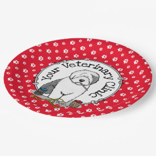 Assiettes En Carton Vétérinaire Vieux Anglais Berger Gris 1 Cute Vet