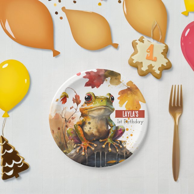 Assiettes En Carton Vibes d'automne Grenouille - fête d'anniversaire - (Créateur téléchargé)