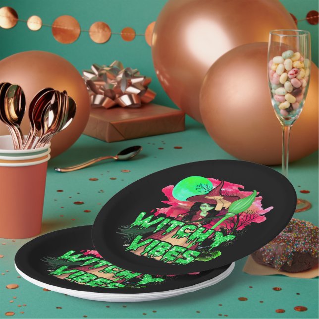 Assiettes En Carton Vibes de cuisine d'Halloween (Multi)