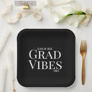 Assiettes En Carton Vibes de diplôme uniquement Noir/blanc