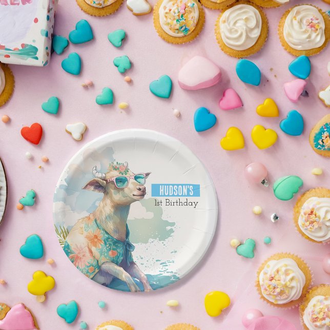 Assiettes En Carton Vibes d'été Chèvre - fête d'anniversaire - (Créateur téléchargé)