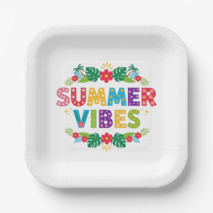 Assiettes En Carton Vibes d'été Design floral-54504