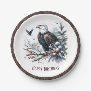 Assiettes En Carton Vibes d'hiver Aigle chauve - Anniversaire