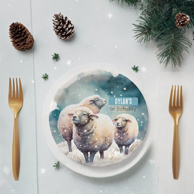 Assiettes En Carton Vibes d'hiver Mouton - Fête d'anniversaire - (Créateur téléchargé)