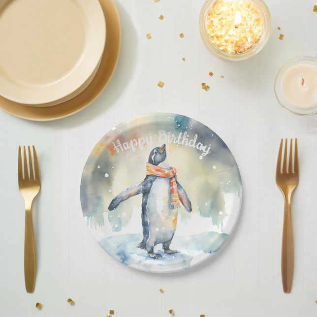 Assiettes En Carton Vibes d'hiver Penguin - fête d'anniversaire - (Créateur téléchargé)