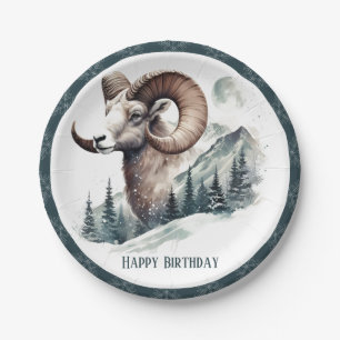 Assiettes En Carton Vibes d'hiver Rocky Mountain Bighorn Mouton Annive
