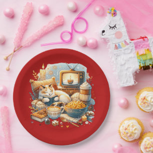 Assiettes En Carton Vibes douillettes uniquement : Chat, Livre, Mac &