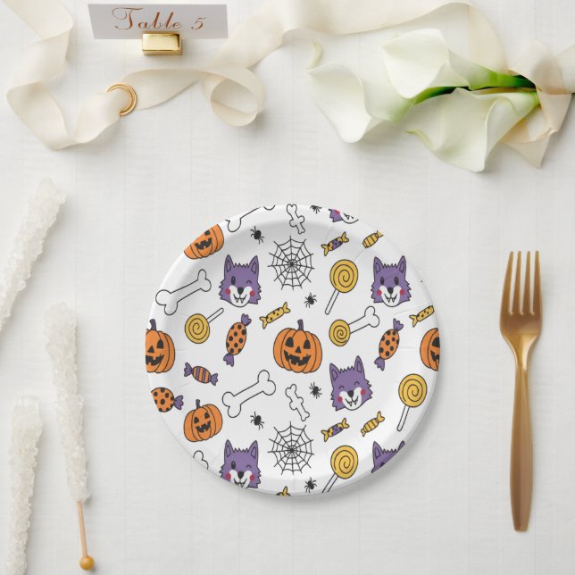 Assiettes En Carton Vibes éffrayantes d'Halloween Werewolf (Mariage)