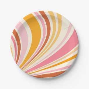 Assiettes En Carton Vibes rétro colorées