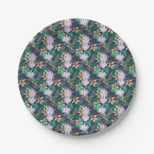 Assiettes En Carton Vibes tropicales Feuilles Plantes