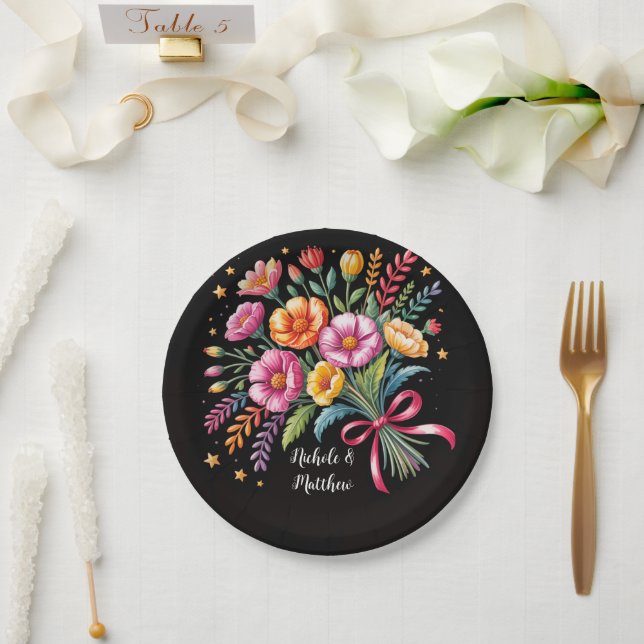 Assiettes En Carton Vibrant Mariage Bouquet Mariage (Mariage)