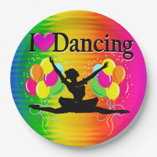 ASSIETTES EN CARTON VIBRANT RAINBOW I LOVE DANCING DESIGN